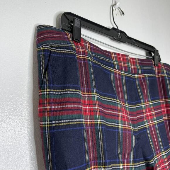 Talbots Pants Womens 16WP Plaid Navy Red High-Waist Hampshire Ankle Wool Blend - Picture 2 of 6